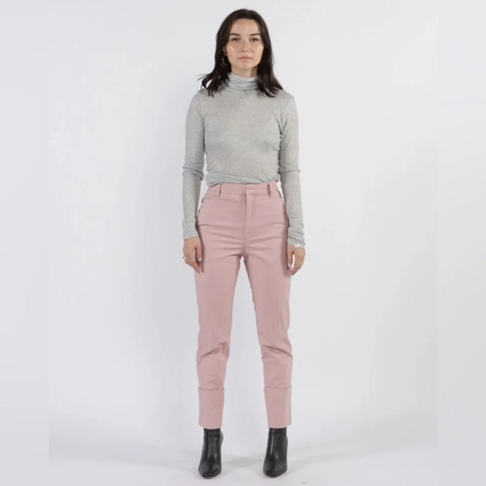 THE SCRIPT New With Tags Claudia Pants rose pink flat front straight leg linen 4